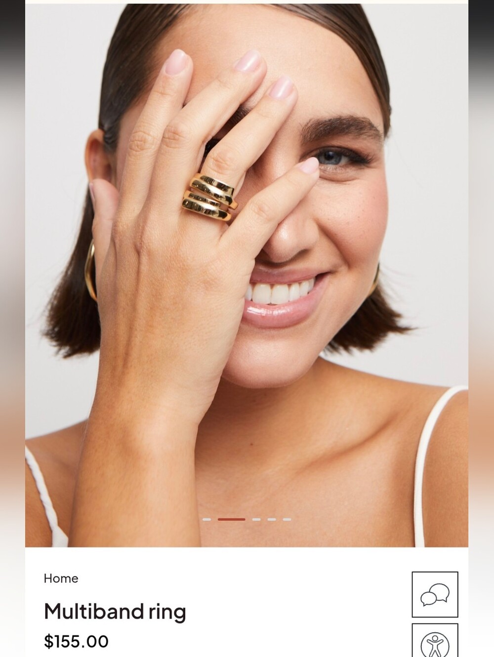 NIB UNO de 50 Gold Plated Multiband Ring Size 9 - Picture 5 of 10